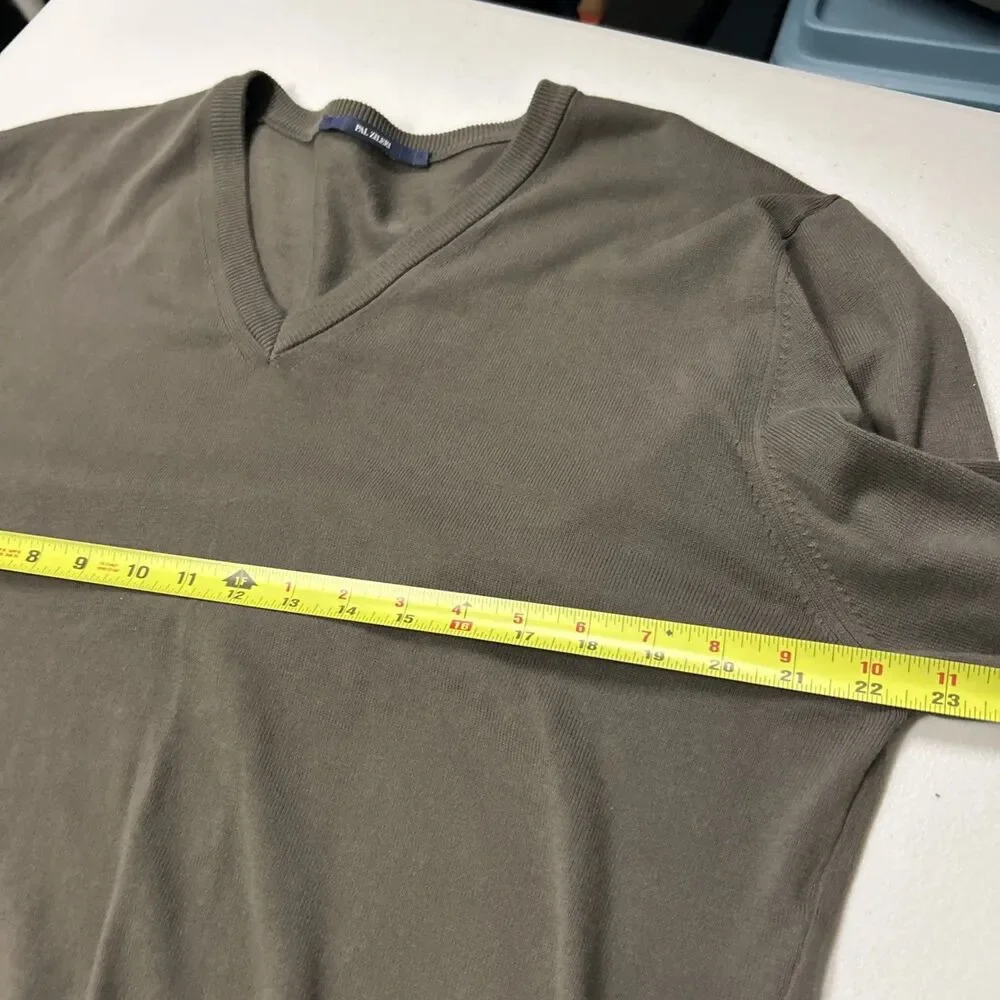 Pal Zileri Men's V-Neck Pullover Sweater Brown Cotton Size 52
